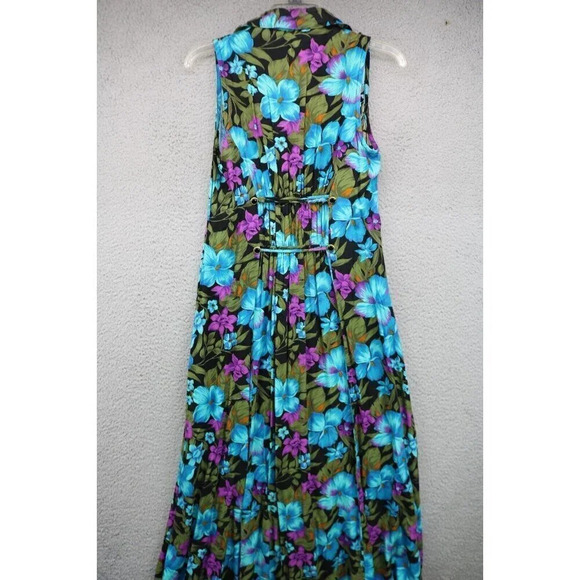 Bentley Vintage 100% Rayon Button-Up Dress-Size Small-90's-Front Slits-Floral - Picture 10 of 12